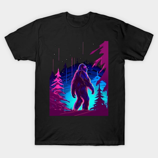 Bassquatch Bigfoot Stargazing Sasquatch Yeti T-Shirt by Tom´s TeeStore